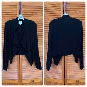 100% Silk Open Front Drape Cardigan Cropped Jacket sz Large